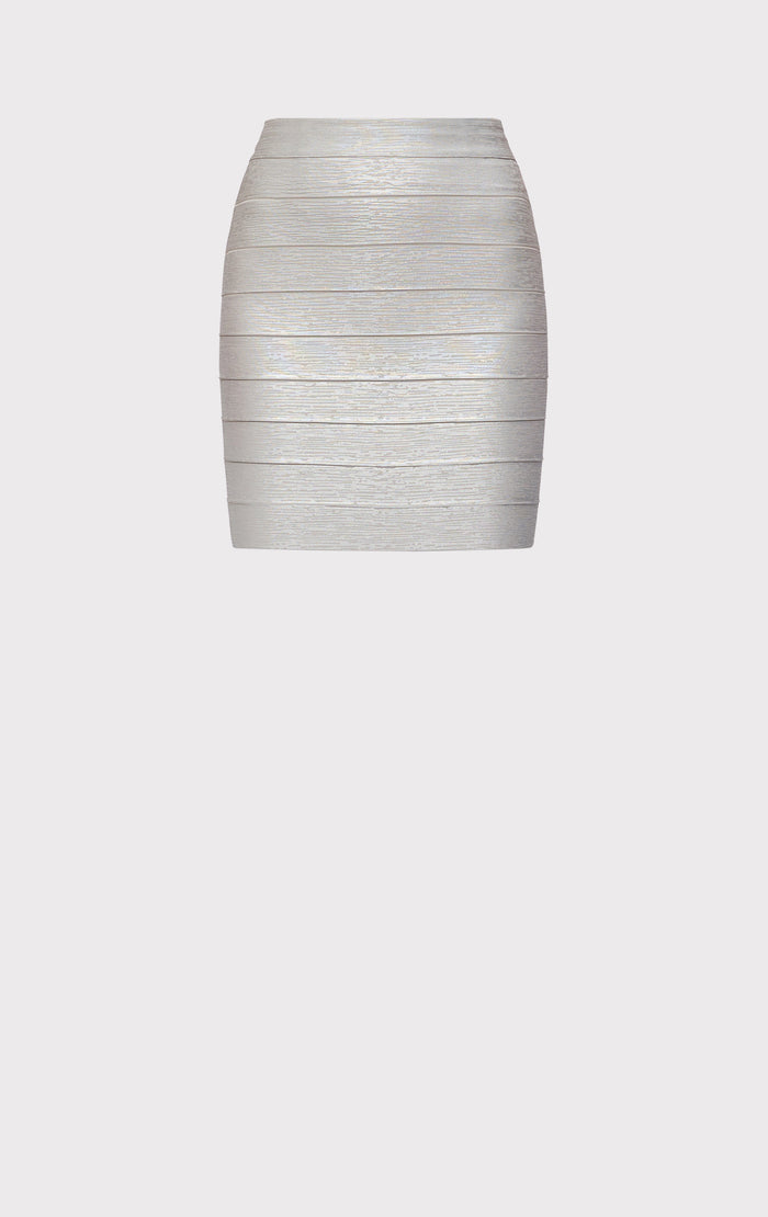 Hérve Léger THE METALLIC BRIANNE SKIRT SILVER FOIL