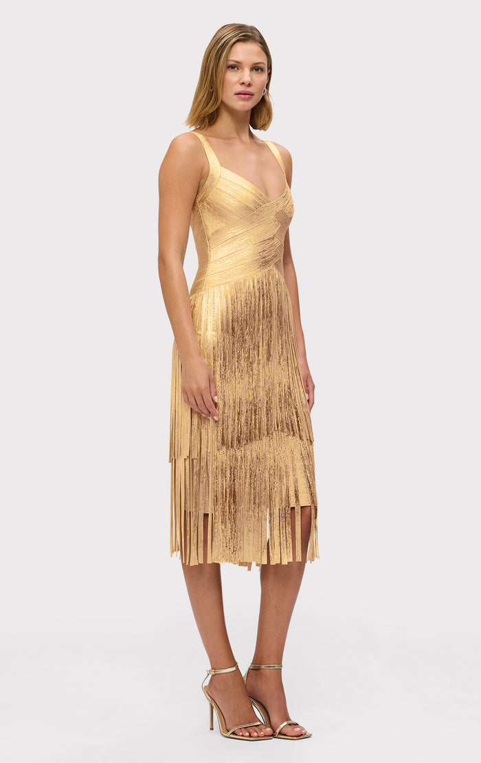 Hérve Léger THE METALLIC MISCHA DRESS GOLD FOIL
