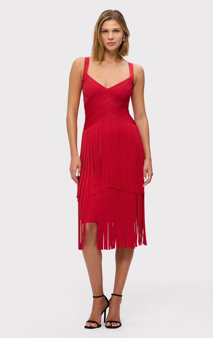 Hérve Léger THE MISCHA DRESS LIPSTICK RED