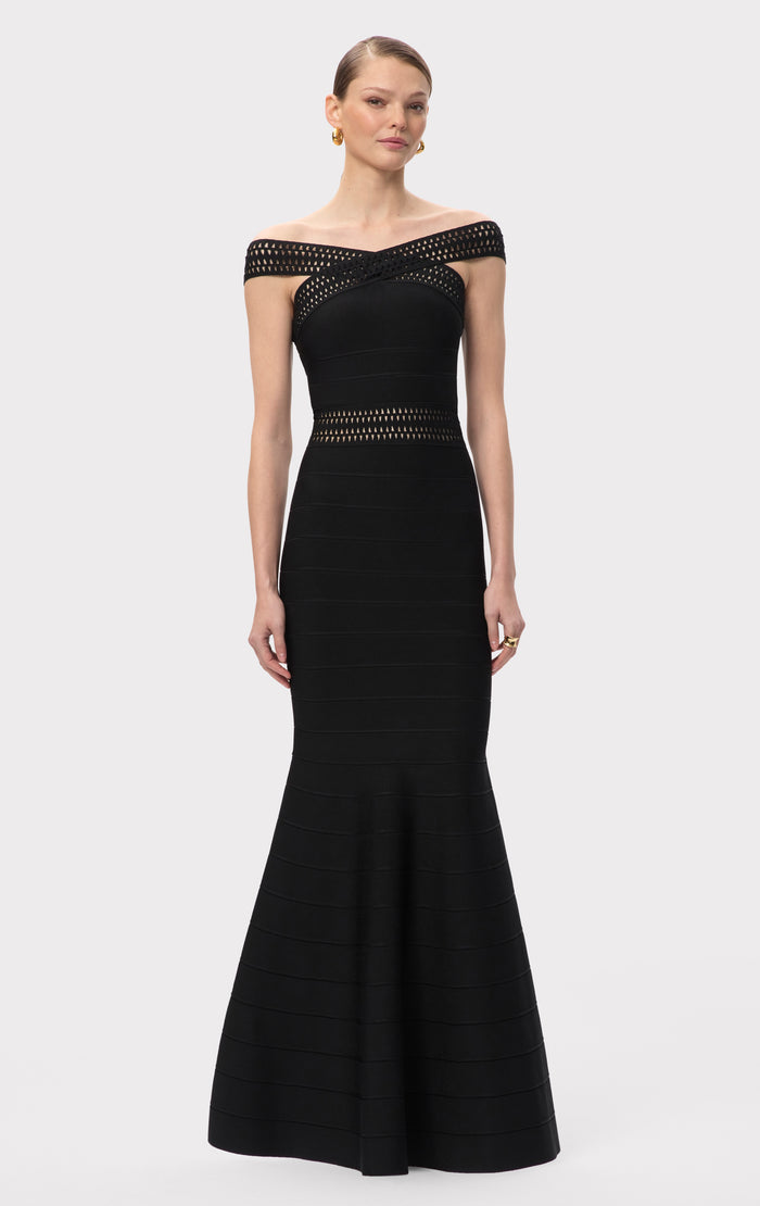 hérve léger THE OCTAVIA GOWN BLACK