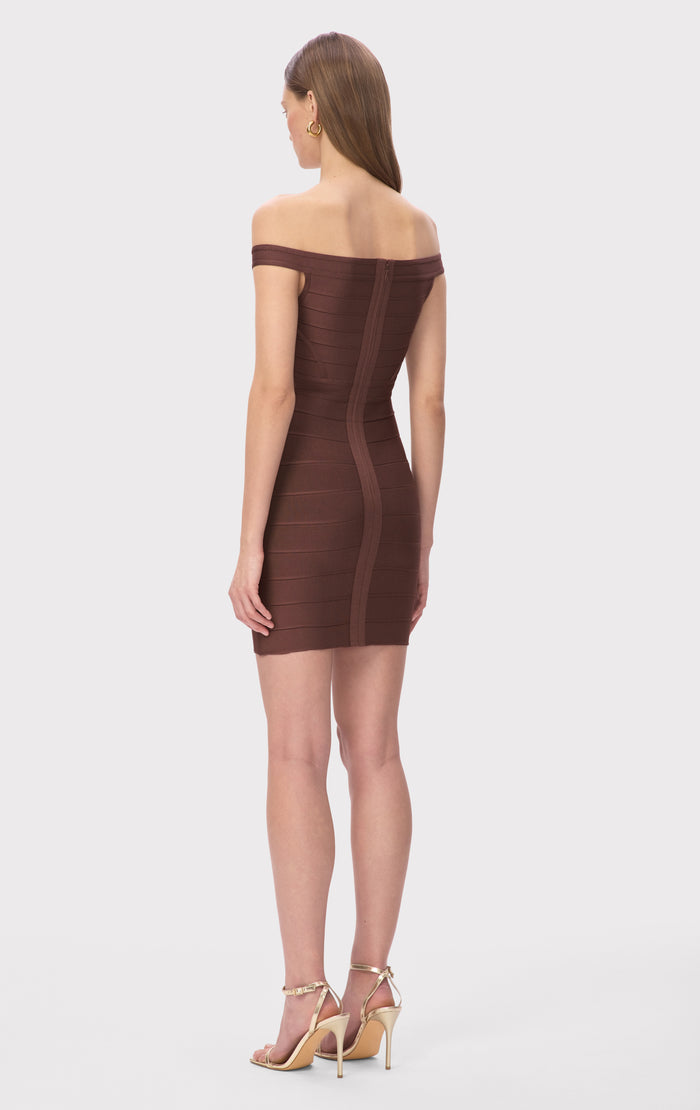 Hérve Léger THE RACHEL DRESS COFFEE