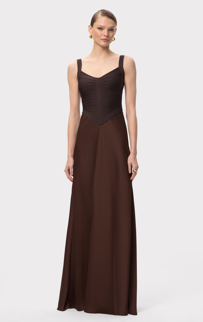 hérve léger THE SAMANTHA GOWN WALNUT