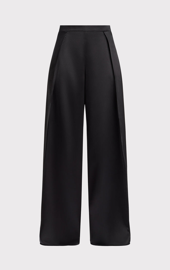 Hérve Léger ICON HIGH WAIST SILK WIDE LEG PANTS BLACK