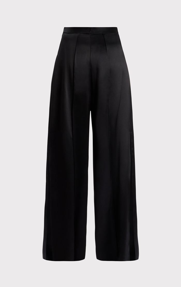 Hérve Léger ICON HIGH WAIST SILK WIDE LEG PANTS BLACK