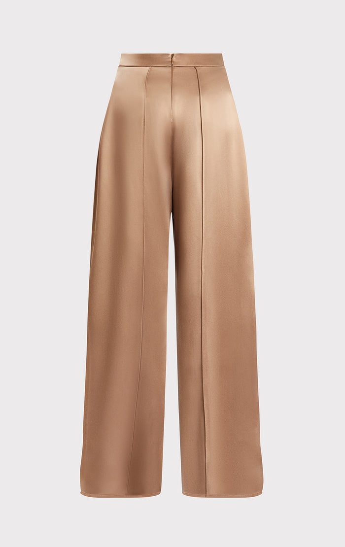 Hérve Léger ICON HIGH WAIST SILK WIDE LEG PANTS TOFFEE