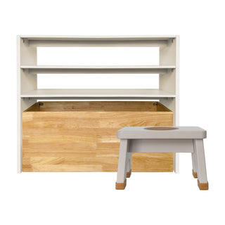 Hevea Copenhagen - Rubberwood Kids' Shelf - Storage And Stool Set