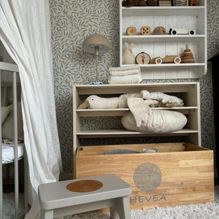 hevea Copenhagen - Rubberwood Kids' Shelf - Storage and Stool Set