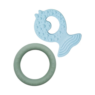 hevea Fish Teether & Kawan Teether Ring in Natural Rubber Two-Pack