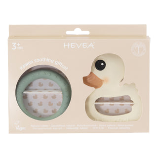 Hevea Kawan Duck & Ring Teethers In Natural Rubber Gift Set