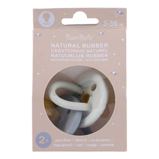 Hevea Natural Rubber BumiBébé Pacifier ROUND 3-36 Months Two-Pack - Round 3-36 Months