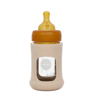 Hevea Wide Neck Baby Glass Bottle With Sleeve 150ml/5oz Single-Pack - 150ml/5oz