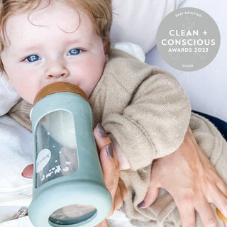 Hevea Wide Neck Baby Glass Bottle With Sleeve 250ml/8.5oz Single-Pack - 250ml/8.5oz