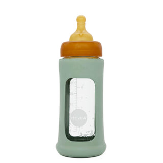 hevea Wide Neck Baby Glass Bottle with Sleeve 250ml/8.5oz Single-Pack - 250ml/8.5oz