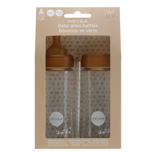 hevea Wide Neck Baby Glass Bottles 250ml/8.5oz Two-Pack - 250ml/8.5oz