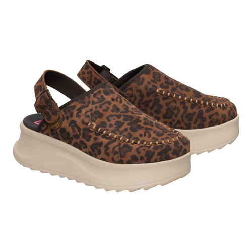 Hey Dude Delray Clog Suede Brown Leopard