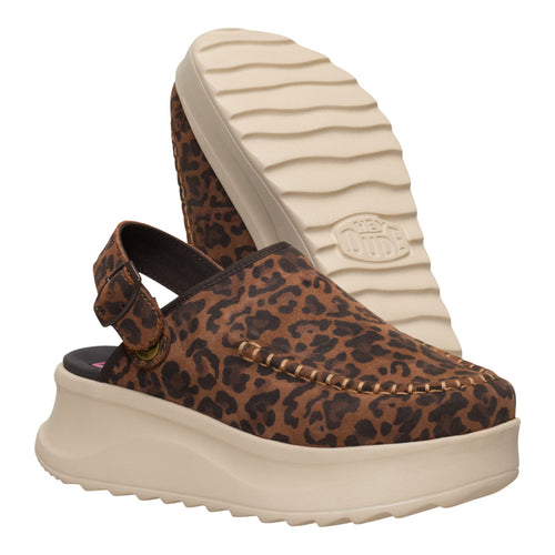 Hey Dude Delray Clog Suede Brown Leopard