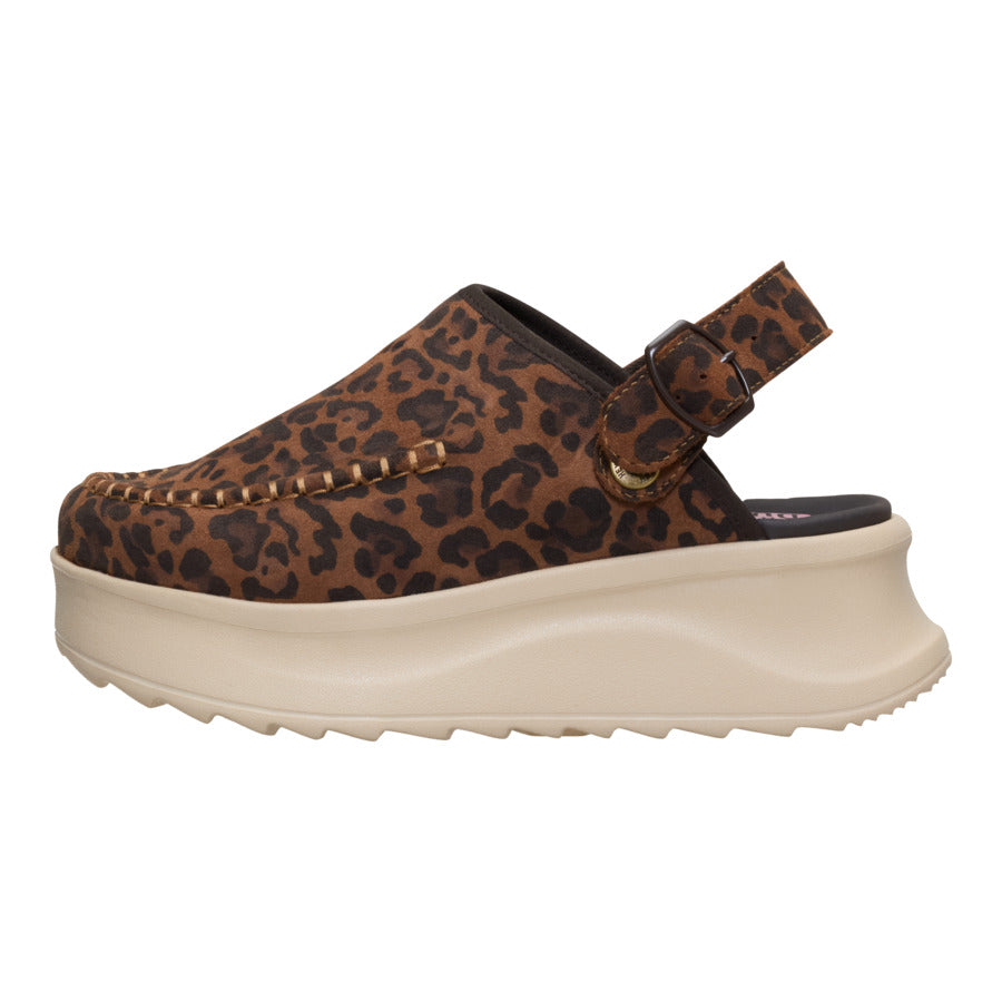 hey dude Delray Clog Suede Brown Leopard