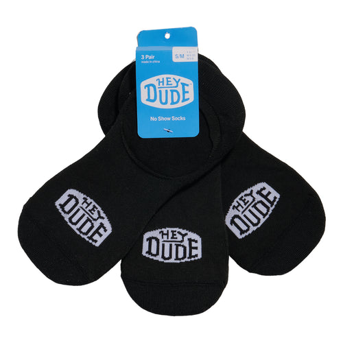 Hey Dude HEYDUDE No Show Sock 3 Pack Black