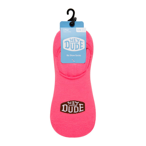 Hey Dude Heydude No Show Sock 3 Pack Pink Lemonade