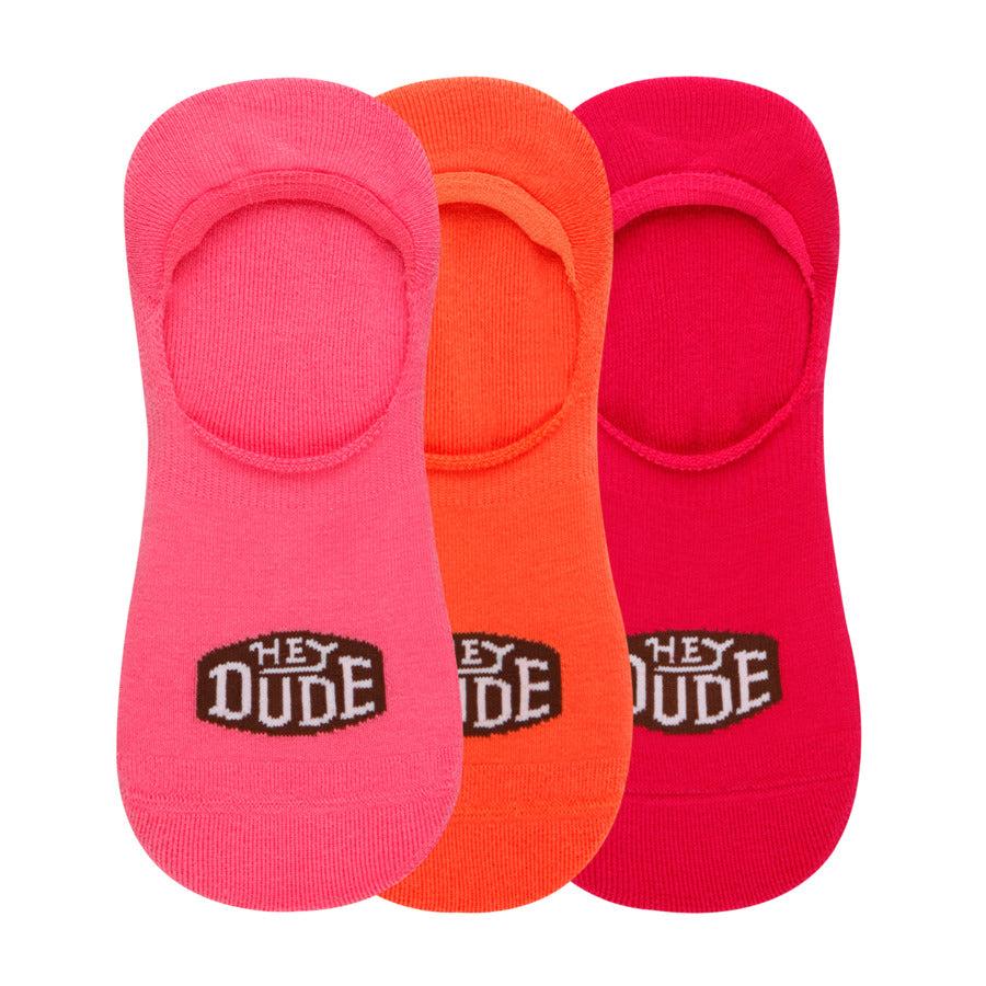 hey dude Heydude No Show Sock 3 Pack Pink Lemonade