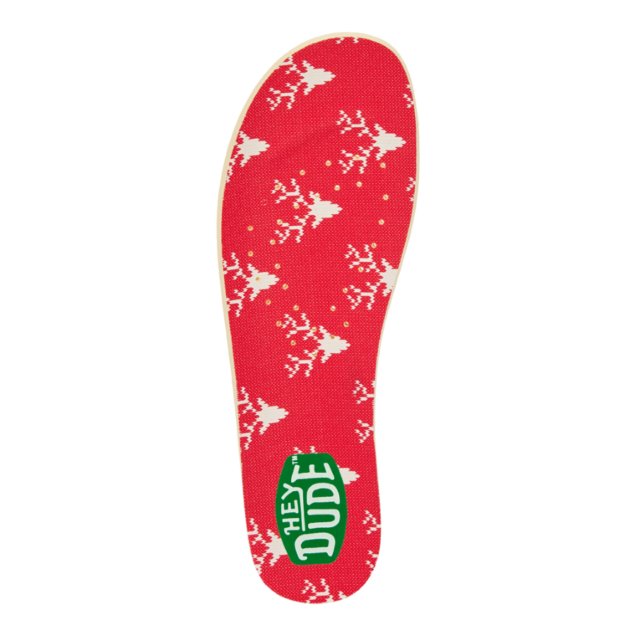 hey dude Reindeer Fair Isle Insoles Red/Green
