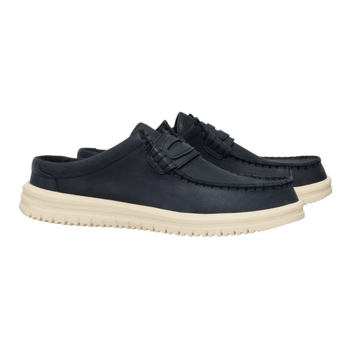 Hey Dude Wally Nxt Mule Leather Black/Wood Ash