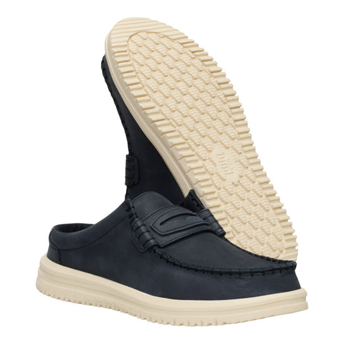 Hey Dude Wally Nxt Mule Leather Black/Wood Ash