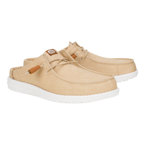 Hey Dude Wally Slip Stretch Canvas Tan/White