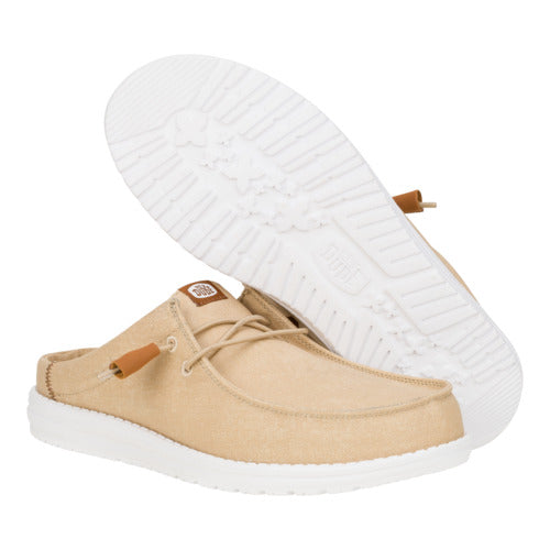 Hey Dude Wally Slip Stretch Canvas Tan/White