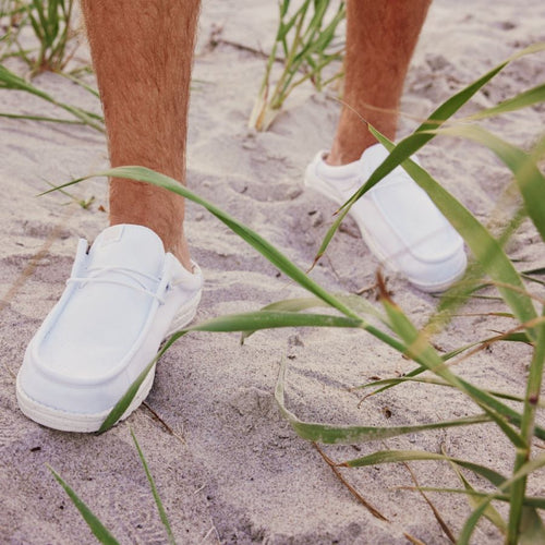 Hey Dude Wally Slip Stretch Canvas White/White