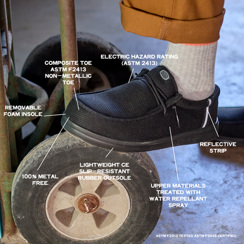 Hey Dude Wally Work Comp Toe Wide Black/Black