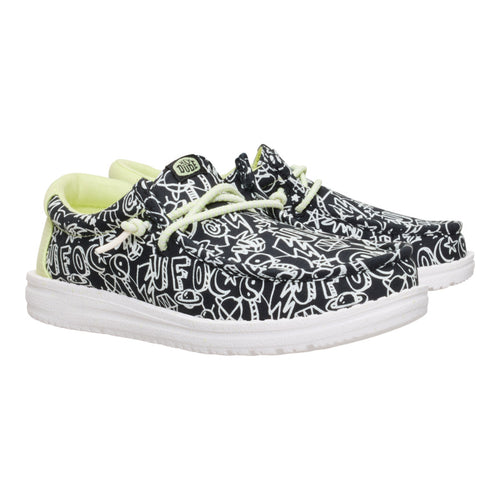 Hey Dude Wally Youth Space Glow Black/White