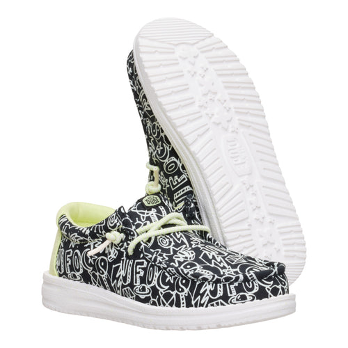 Hey Dude Wally Youth Space Glow Black/White