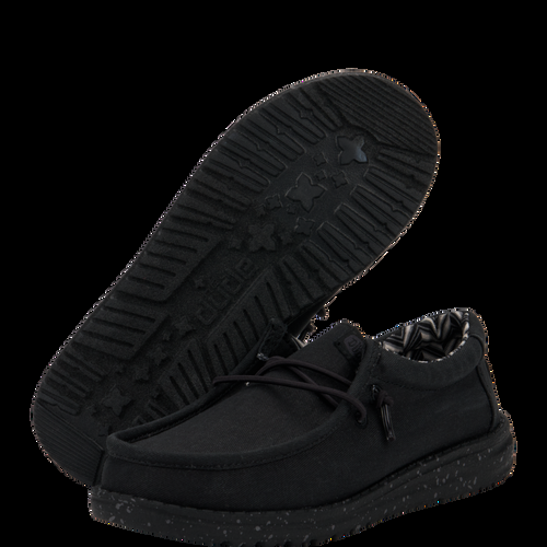 Hey Dude Wally Youth Stretch Canvas Black/Black