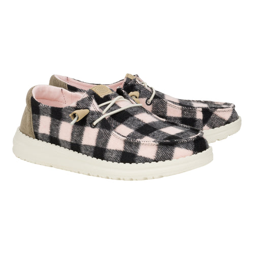 Hey Dude Wendy Buffalo Plaid Pale Pink/Black