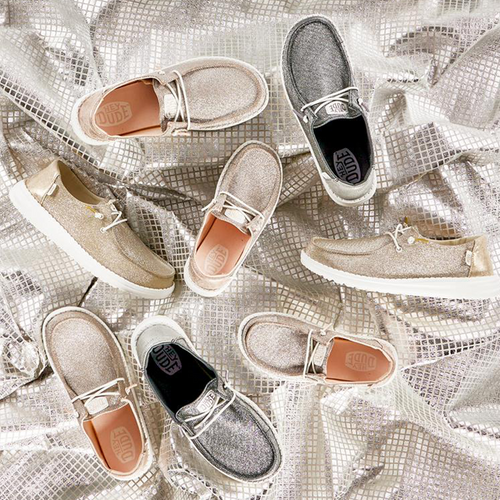 Hey Dude Wendy Metallic Sparkle Gold