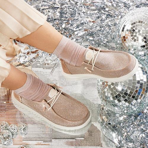 Hey Dude Wendy Metallic Sparkle Rose Gold