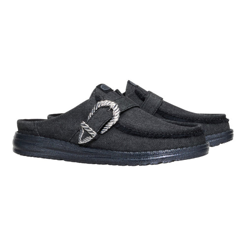 Hey Dude Wendy Slip Buckle Denim Black/Black