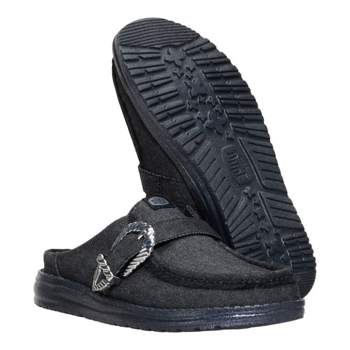 Hey Dude Wendy Slip Buckle Denim Black/Black