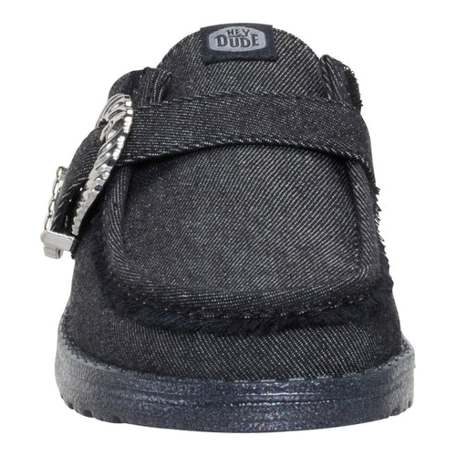 Hey Dude Wendy Slip Buckle Denim Black/Black