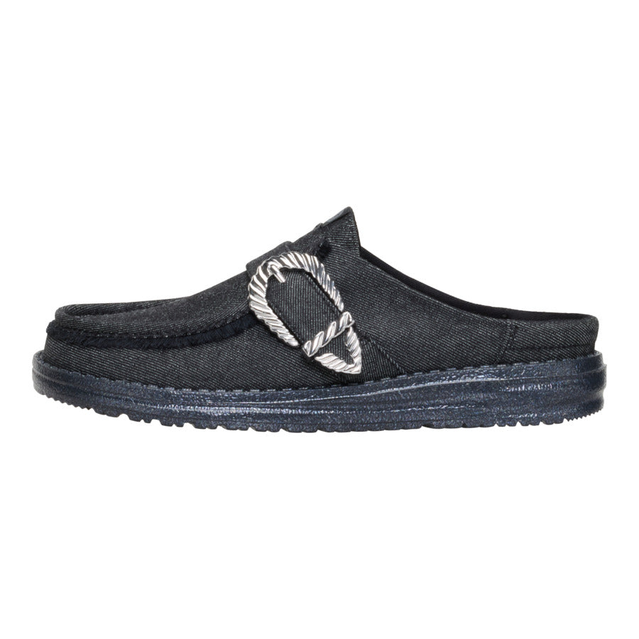 hey dude Wendy Slip Buckle Denim Black/Black