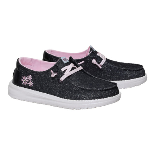Hey Dude Wendy Youth Shimmer Flower Charcoal