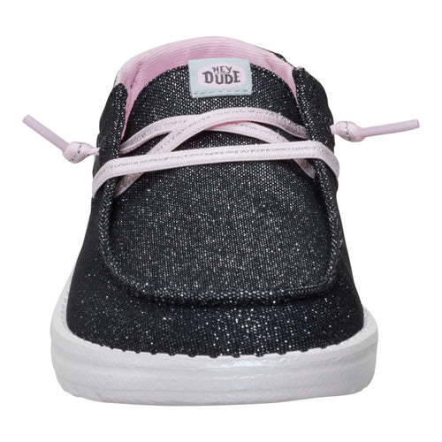 Hey Dude Wendy Youth Shimmer Flower Charcoal
