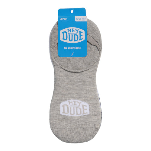 Hey Dude HEYDUDE No Show Sock 3 Pack Multi Grey/White/Black