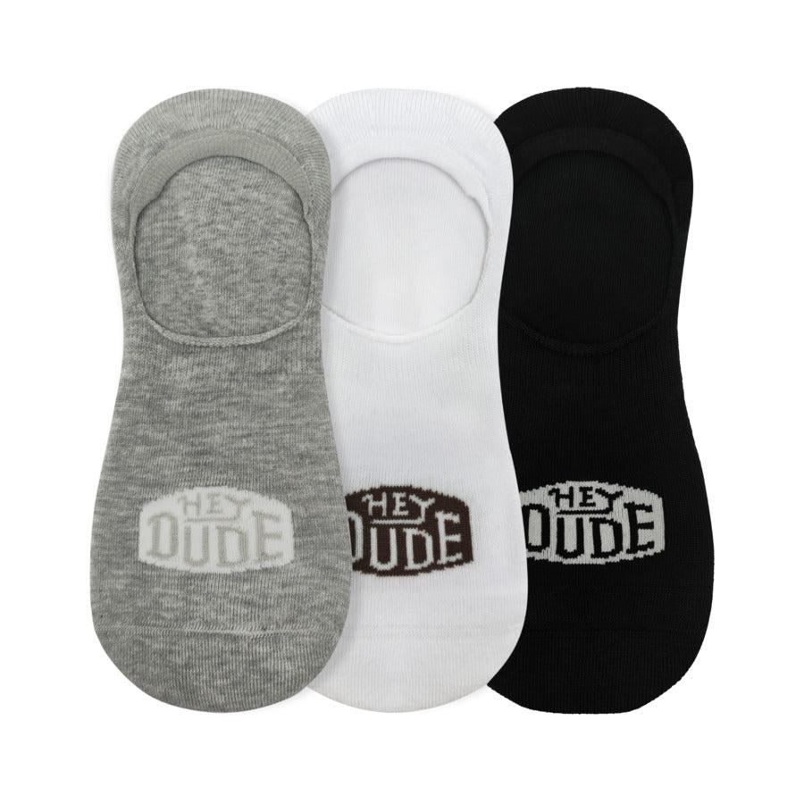 hey dude HEYDUDE No Show Sock 3 Pack Multi Grey/White/Black