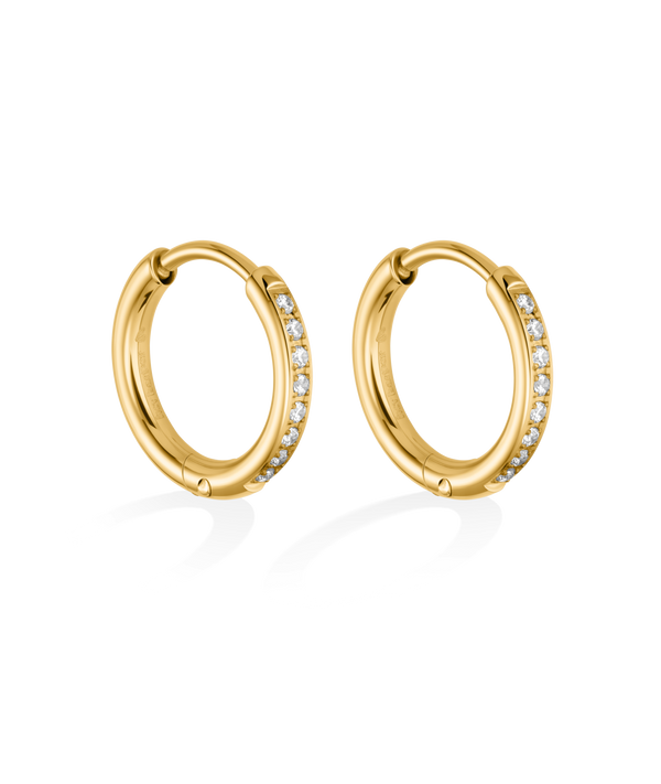 hey harper Crystal Huggie Hoop Earrings