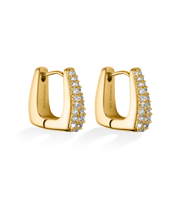 hey harper Crystal Square Earrings
