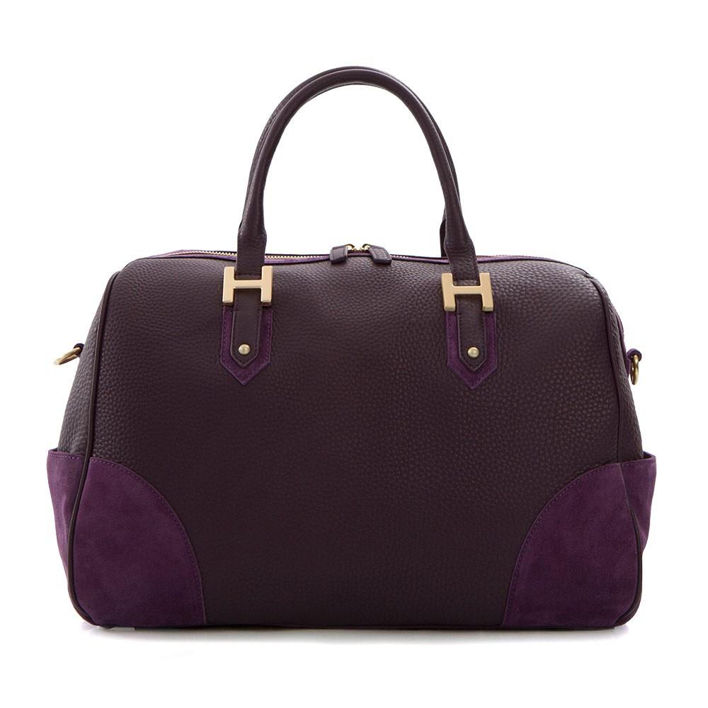 Heys Soho Classic Leather/Suede Large Satchel - Purple