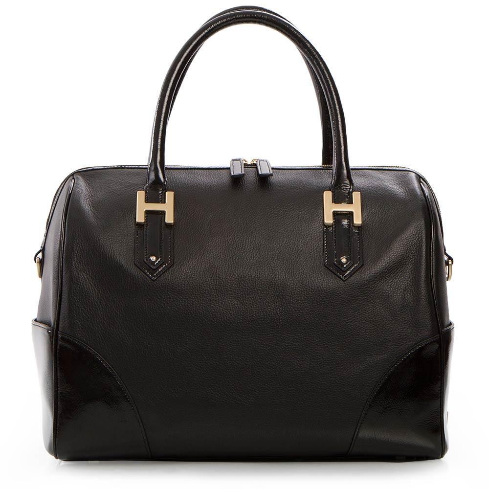 Heys Soho Classic Pebbled/Patent Large Satchel - Black