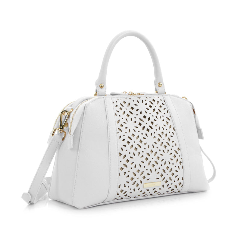 Heys Spring Bliss Laser Cut Doctor’s Satchel W. Double Zip Compartments - White